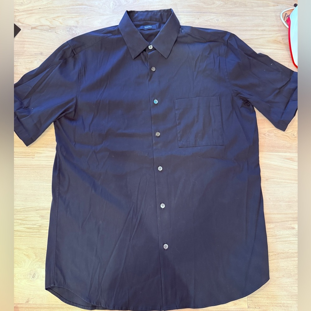 Theory Men's Dark Blue Short Sleeve Shirt